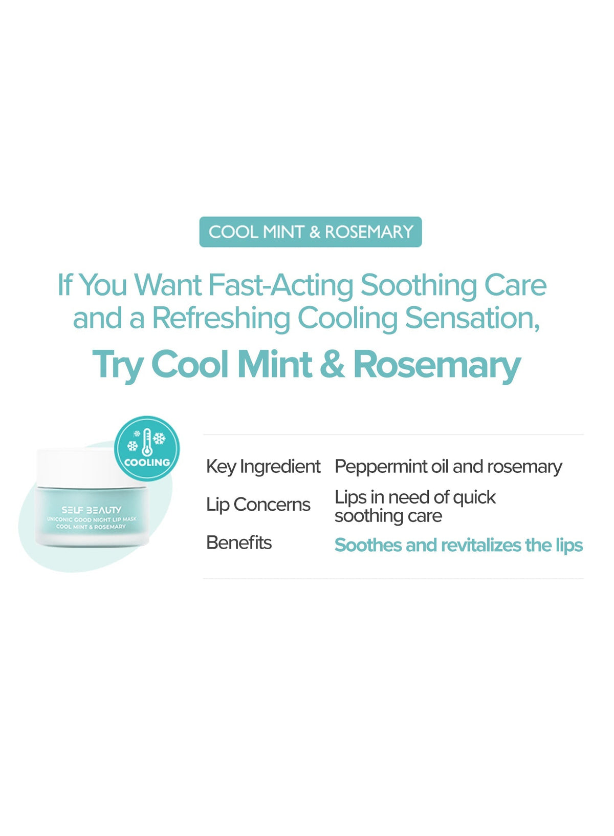 Uniconic Goodnight Lip Mask — Cool Mint & Rosemary (14.5g)