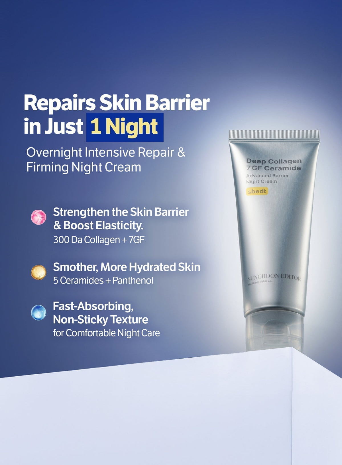 Deep Collagen 7GF Ceramide Advanced Barrier Night Cream Trio Set (50ml*3ea)