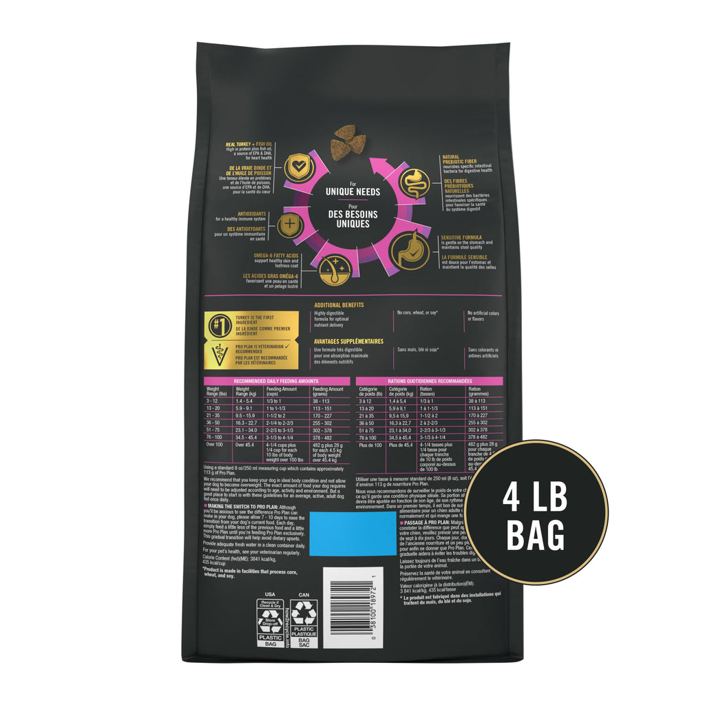 Purina Pro Plan Sensitive Skin and Stomach Dog Food Dry, Adult Salmon & Rice Formula, Digestive Health - 40 lb. Bag