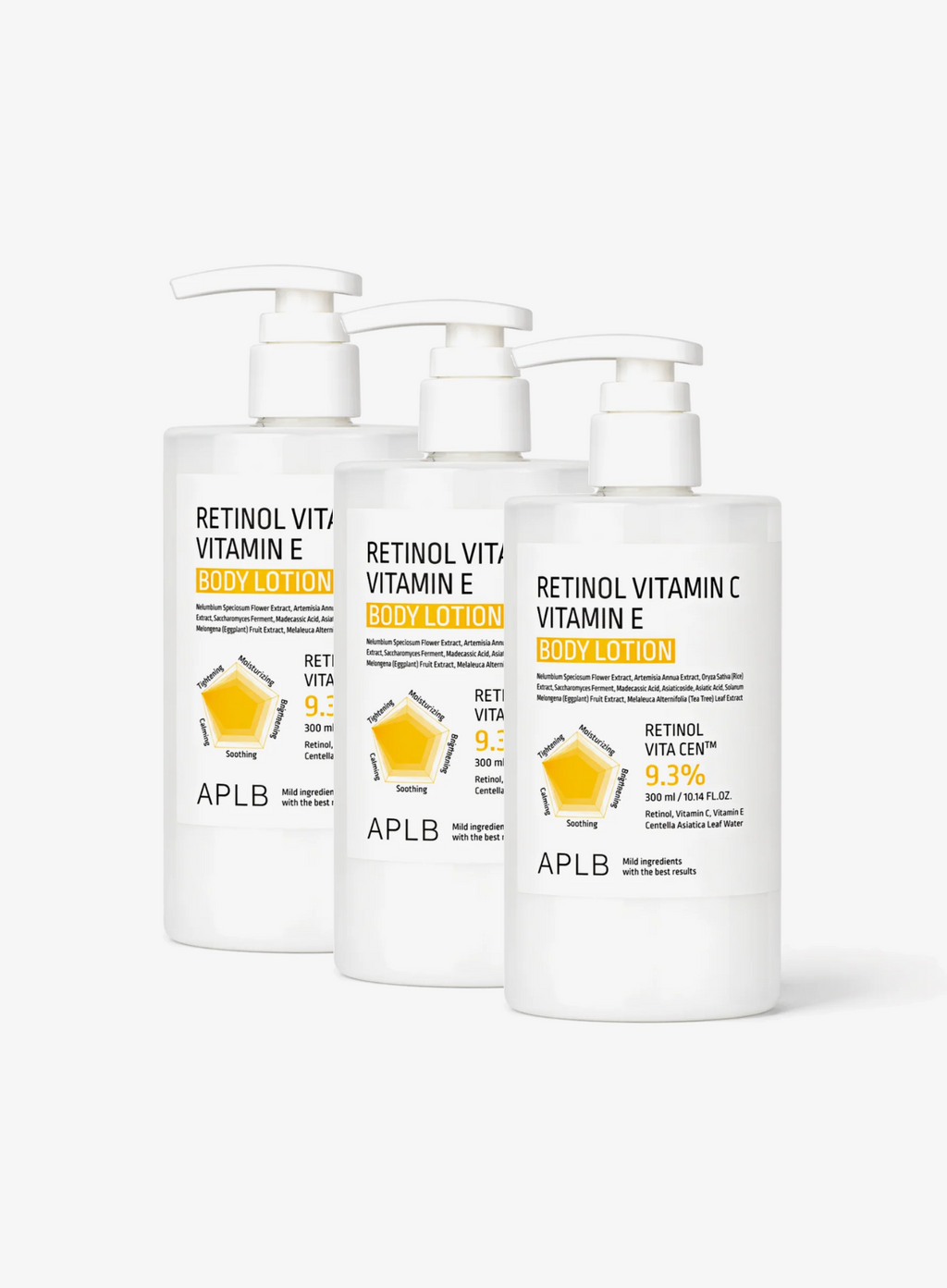 Retinol Vitamin C Vitamin E Body Lotion Trio Set (300ml*3ea)